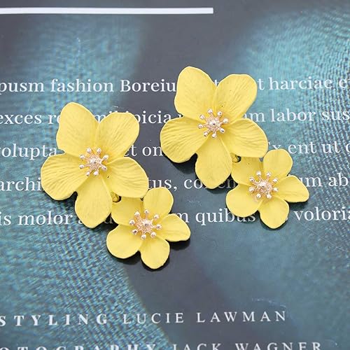 3D Petal Statement Earrings with Crystal Center for Spring & Summer Looks