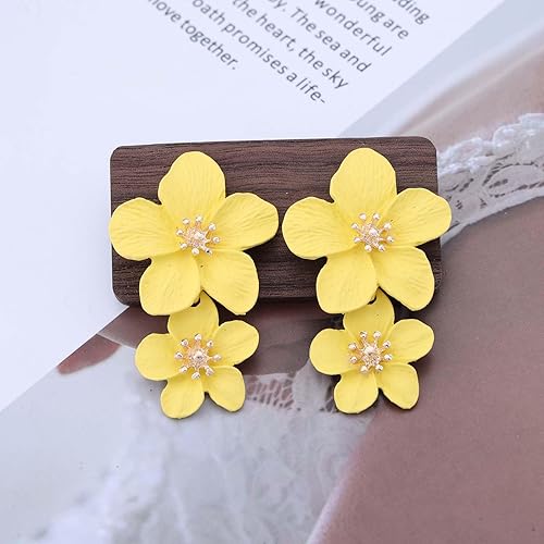 3D Petal Statement Earrings with Crystal Center for Spring & Summer Looks