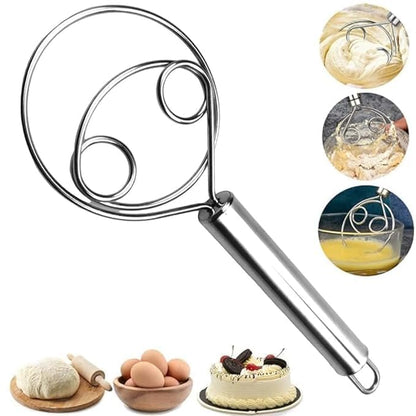 Stainless Steel Danish Dough Whisk | Handheld Bread & Batter Mixer (2 Pcs)