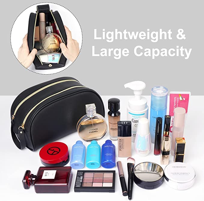 Large Capacity PU Leather Makeup Bag & Cosmetic Travel Pouch