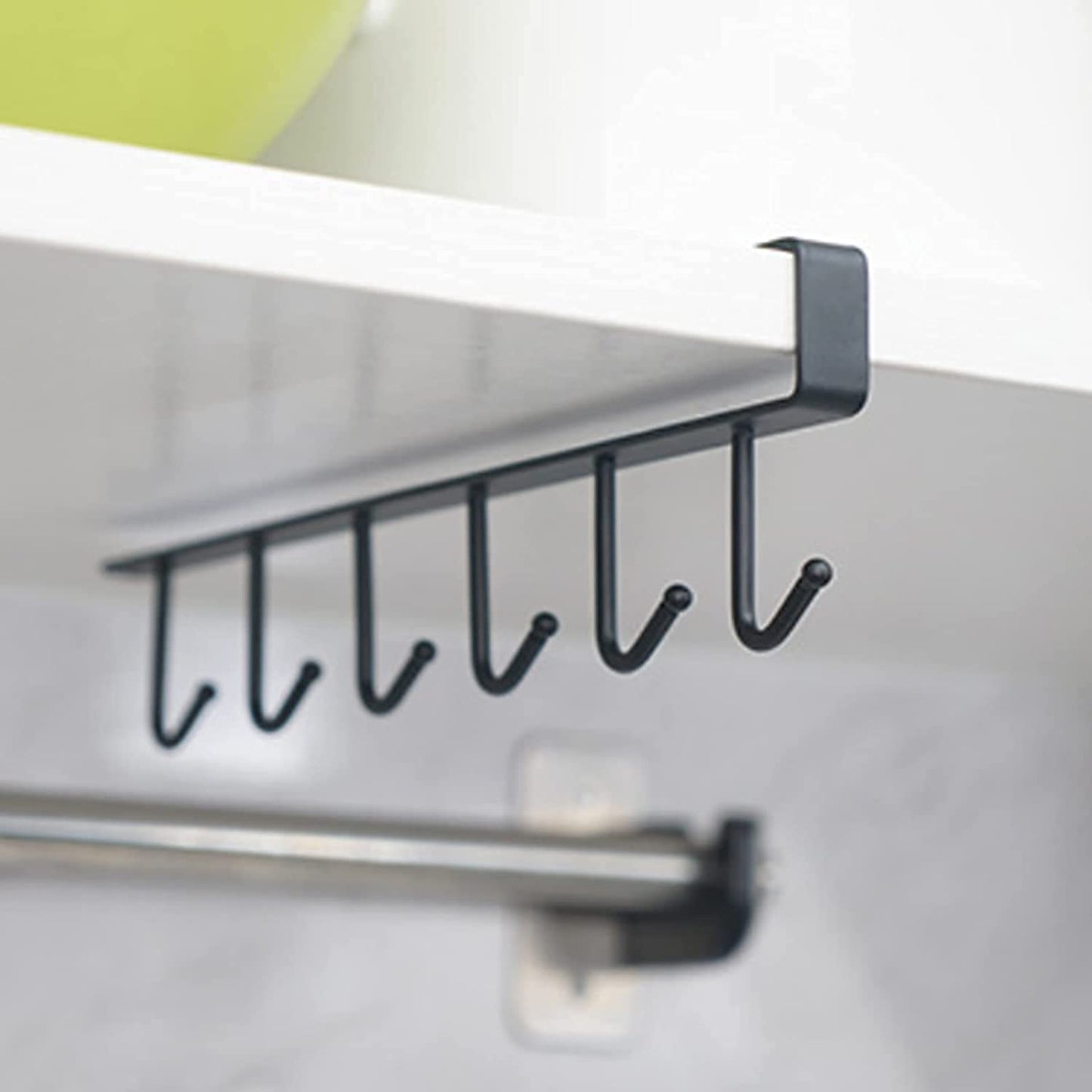 Under Shelf Hanging Hooks Organizer Rack | Kitchen Cup & Utensil Holder