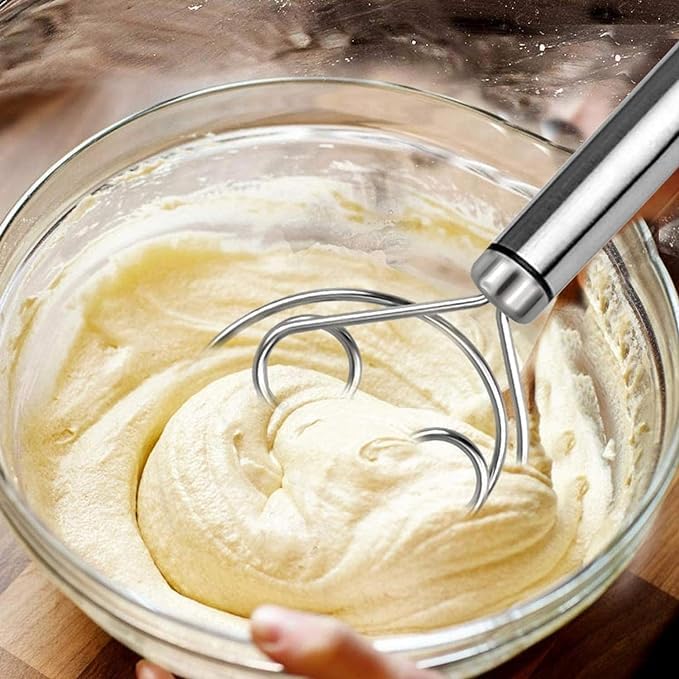 Stainless Steel Danish Dough Whisk | Handheld Bread & Batter Mixer (2 Pcs)