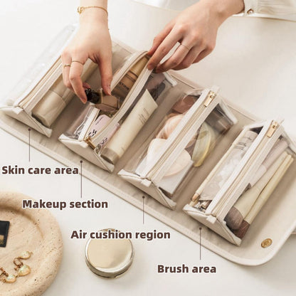4-in-1 Foldable Travel Makeup Bag with Detachable Pouches