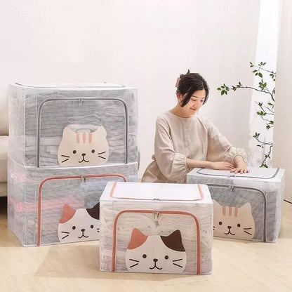 Cat Face Stackable Fabric Storage Box (66L)