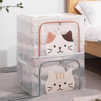 Cat Face Stackable Fabric Storage Box (66L)