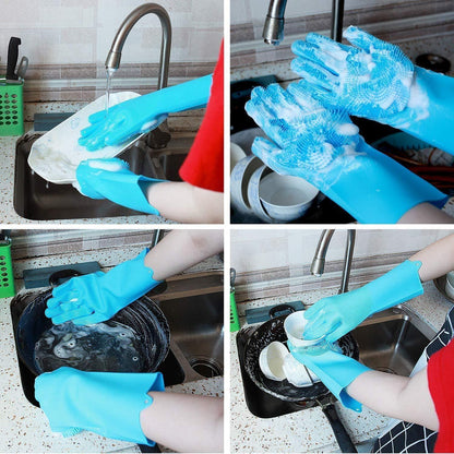 Magic Silicone Scrubbing Gloves for Dishwashing & Cleaning