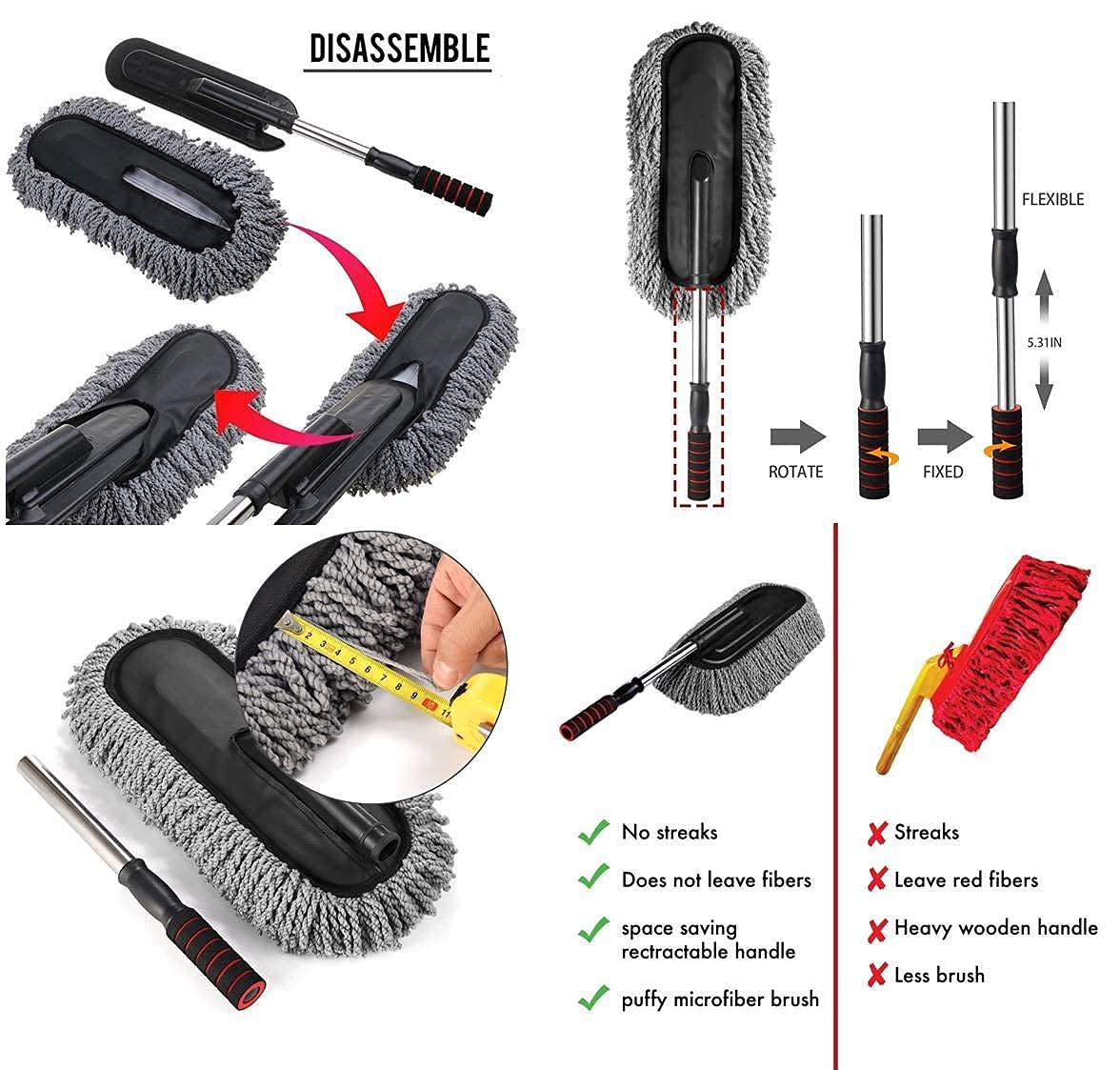 Car Cleaning Duster with Extendable Handle