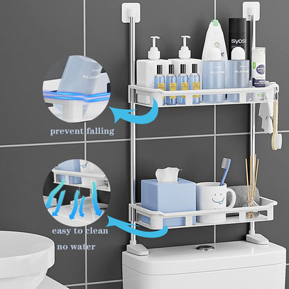 No-Drill 2-Tier Bathroom Shelf | Adhesive Wall Organizer (11.8 in)