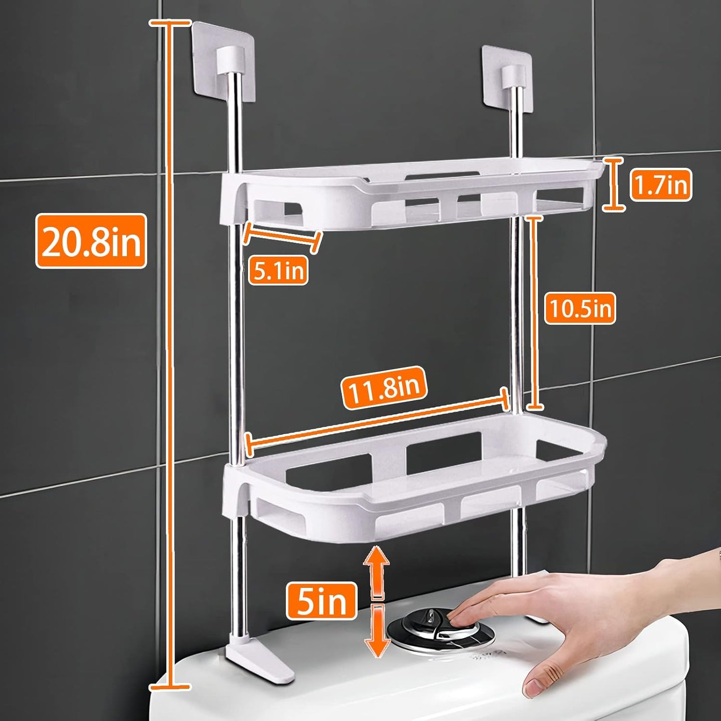 No-Drill 2-Tier Bathroom Shelf | Adhesive Wall Organizer (11.8 in)