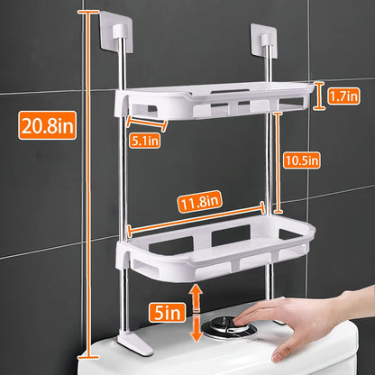 No-Drill 2-Tier Bathroom Shelf | Adhesive Wall Organizer (11.8 in)
