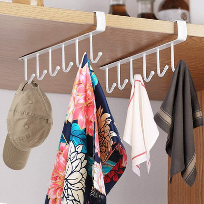 Under Shelf Hanging Hooks Organizer Rack | Kitchen Cup & Utensil Holder