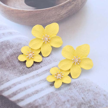 3D Petal Statement Earrings with Crystal Center for Spring & Summer Looks