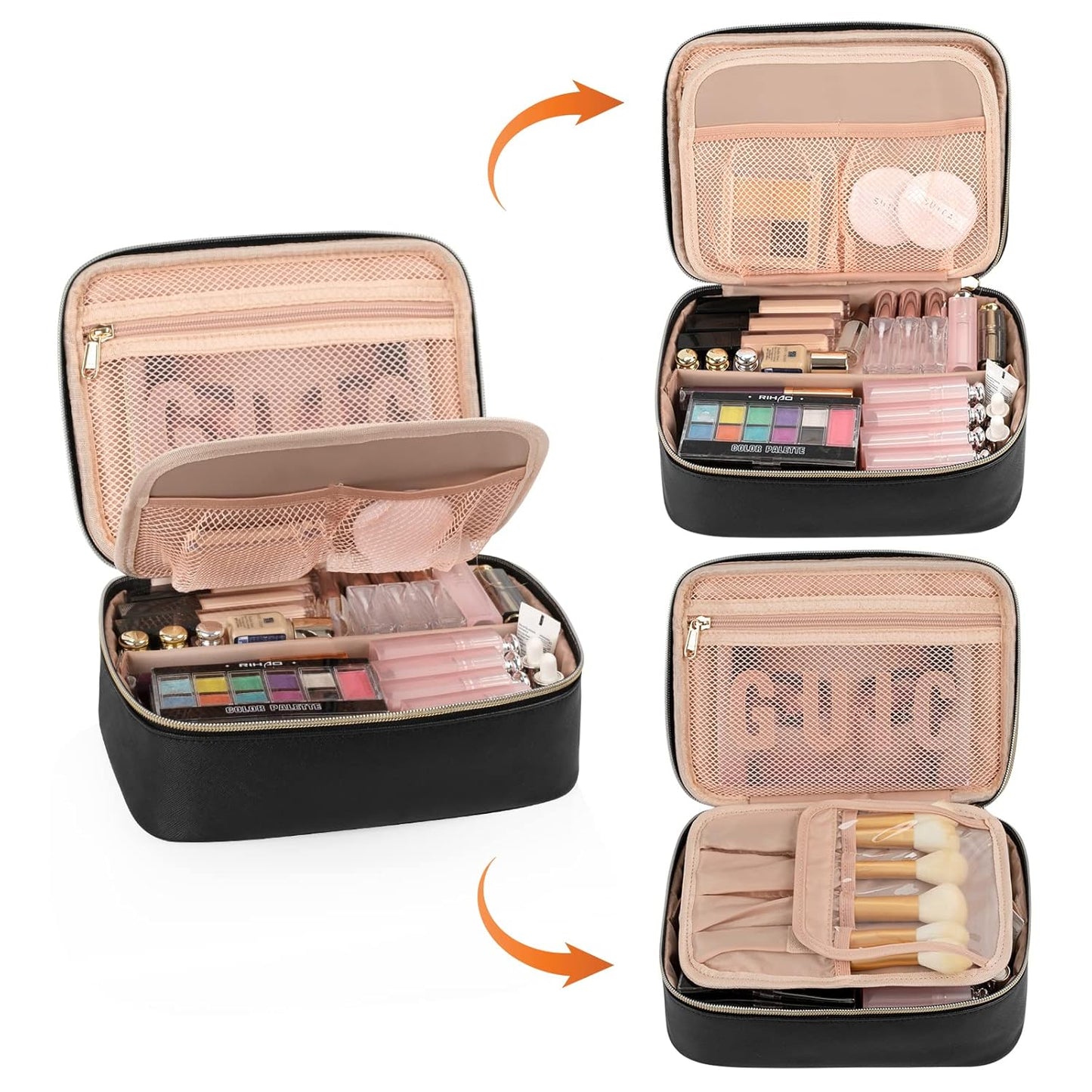 Multifunctional Travel Cosmetic Bag & Makeup Organizer with Portable Handle
