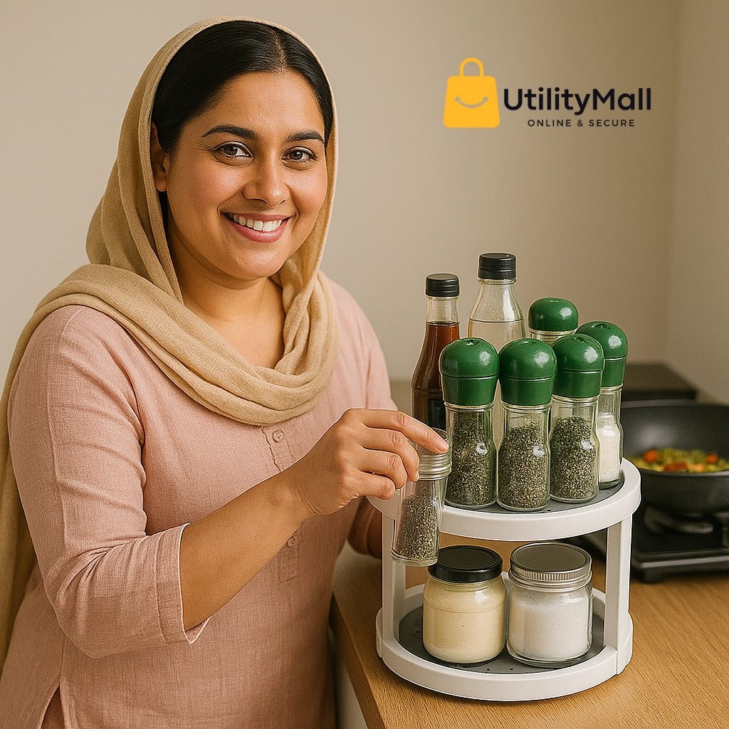 Double Layer 360° Rotating Spice Rack Organizer