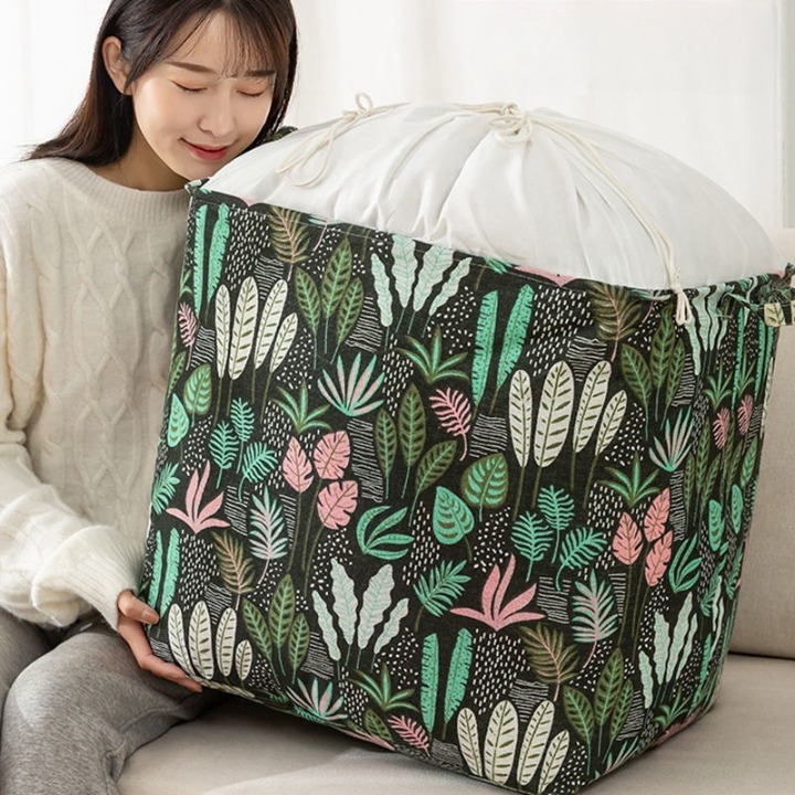 Extra Large 100L Laundry Storage Basket with Drawstring Cover