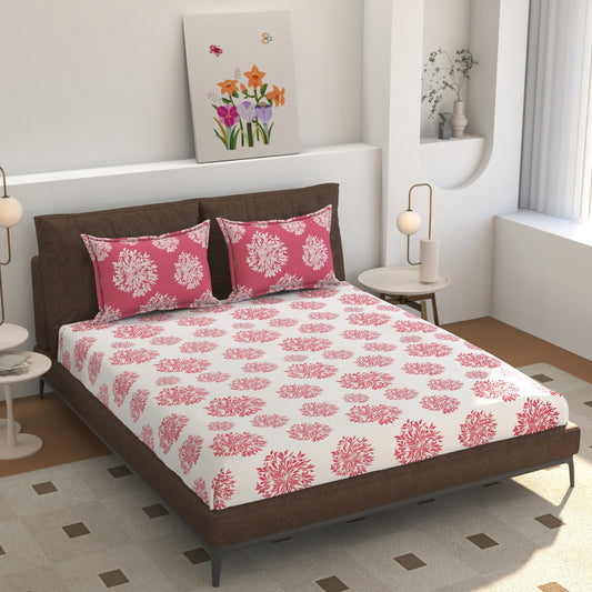 180 TC King Size Fitted Bedsheet with All-Around Elastic