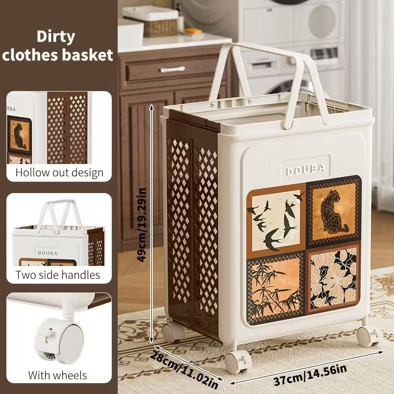 Foldable Rolling Laundry Basket
