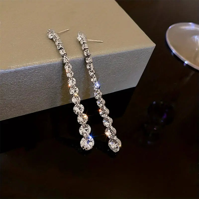 Elegant Long Crystal Drop Earrings