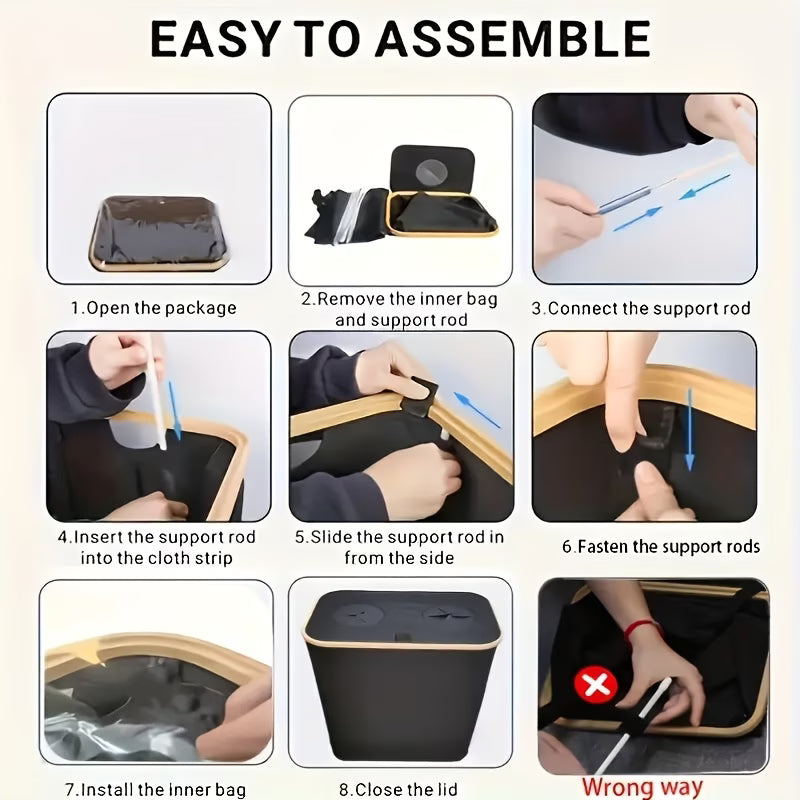 100L Large Capacity Smart Waste Bin with Removable Inner Bag